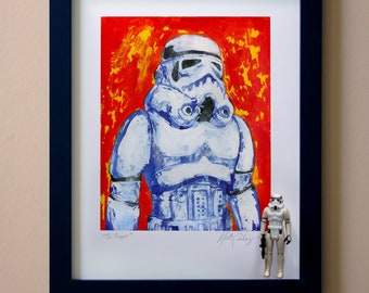 Star Wars IMPERIAL STORMTROOPER Original Artwork Art Print - inspired by Vintage Kenner Star Wars Action Figures - 11" x 14" Framed Empire