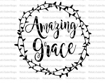 Amazing Grace with Crown of Thorns SVG file, Silhouette