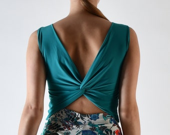 DEMARE.L. Draped Tango Top in light petrol green - Bra Friendly