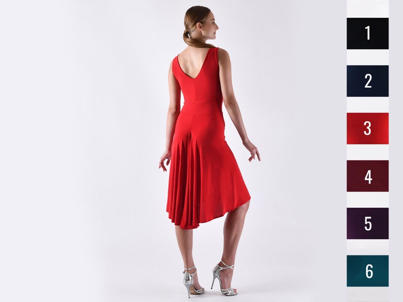 TROILO Tango dress with V back in your favorite color 3 - Red