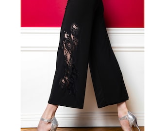 PUGLIESE Pasional Tango Pants with lace - Elegant black and black Chantilly lace