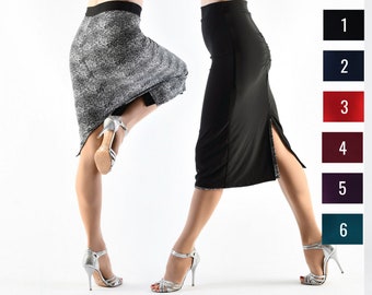 CALÓ Reversible Tango Skirt Pencil Ruched in black and white print & your favorite color