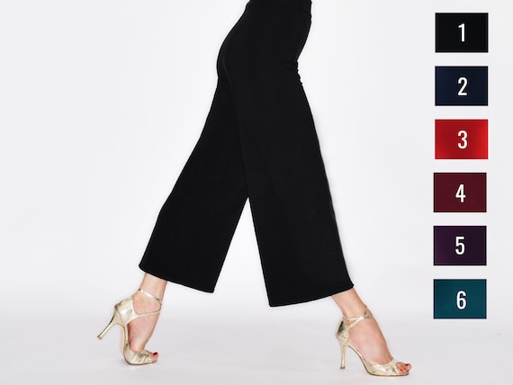 Women's Cashmere Ribbed 3/4 Palazzo Pants | MaisonCashmere