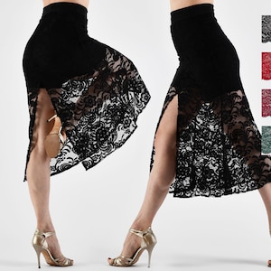 Mermaid tango lace skirt with mini short and slit CAMPOS