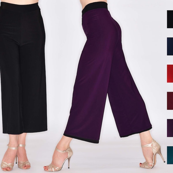 VARGAS Pantalon Palazzo Tango réversible 3/4 de longueur en noir et dans votre couleur préférée