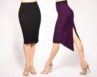 GOYENECHE reversible geraffter Tangorock - in Schwarz und Ihre Lieblingsfarbe
