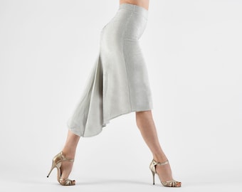 ORTIZ Tango Skirt Pencil Ruched in light silver sparkle and white