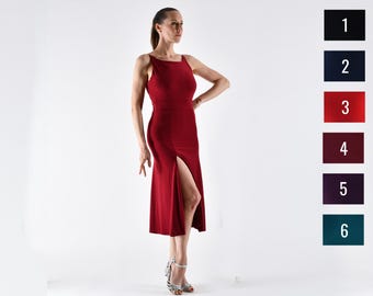 Mermaid tango dress with slit in your favorite color FALCÓN