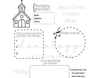Lord's Day Sermon Notes for young children. PDF printable. Instant download. Sermon notes, church journal. boys and girls young age