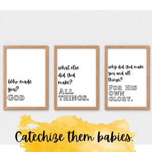 Catechism instant download wall decor. Westminster shorter catechism. for kids. catechize them babies. nursery decor. Christian decor