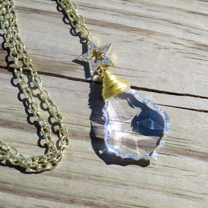 French Cut Crystal Statement Necklace // Repurposed Chandelier Crystal Necklace // Gold Star Necklace