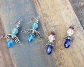 Handmade Halloween Earrings Fun Halloween Earrings Colorful Skull Earrings Sugar Skull Angel Earrings
