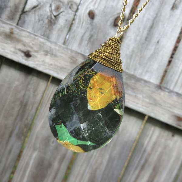 1888 Vincent Van Gogh "Madame Roulin Rocking the Cradle" Necklace // Van Gogh Crystal Necklace // Famous Painting Necklace