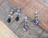 Spooky Silver Skull Halloween Earrings Fun Halloween Earrings Silver Skull Angel Earrings