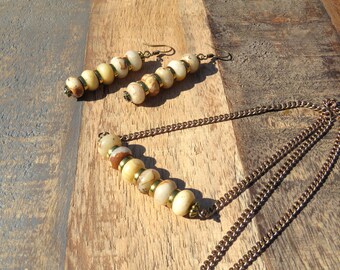 Feldspar Necklace and Earring Set // Rondelle Feldspar Necklace // Feldspar Bead Earrings
