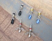 Fun Halloween Skull Angel Earrings Handmade Halloween Earrings Colorful Skull Earrings Sugar Skull Angel Earrings
