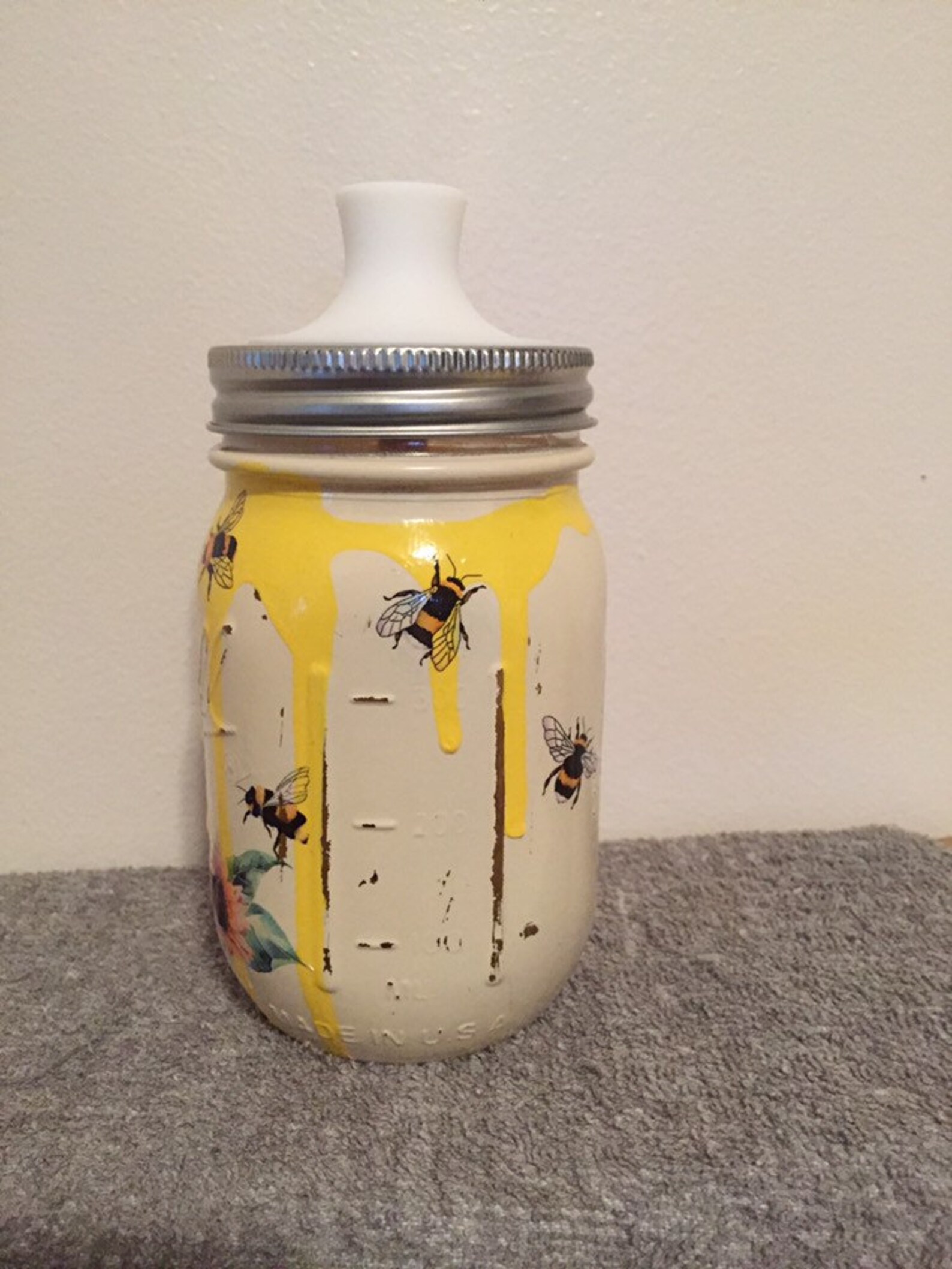 Honey Bee Mason Jar Pint Mason Jar Honey Bee Decor Etsy