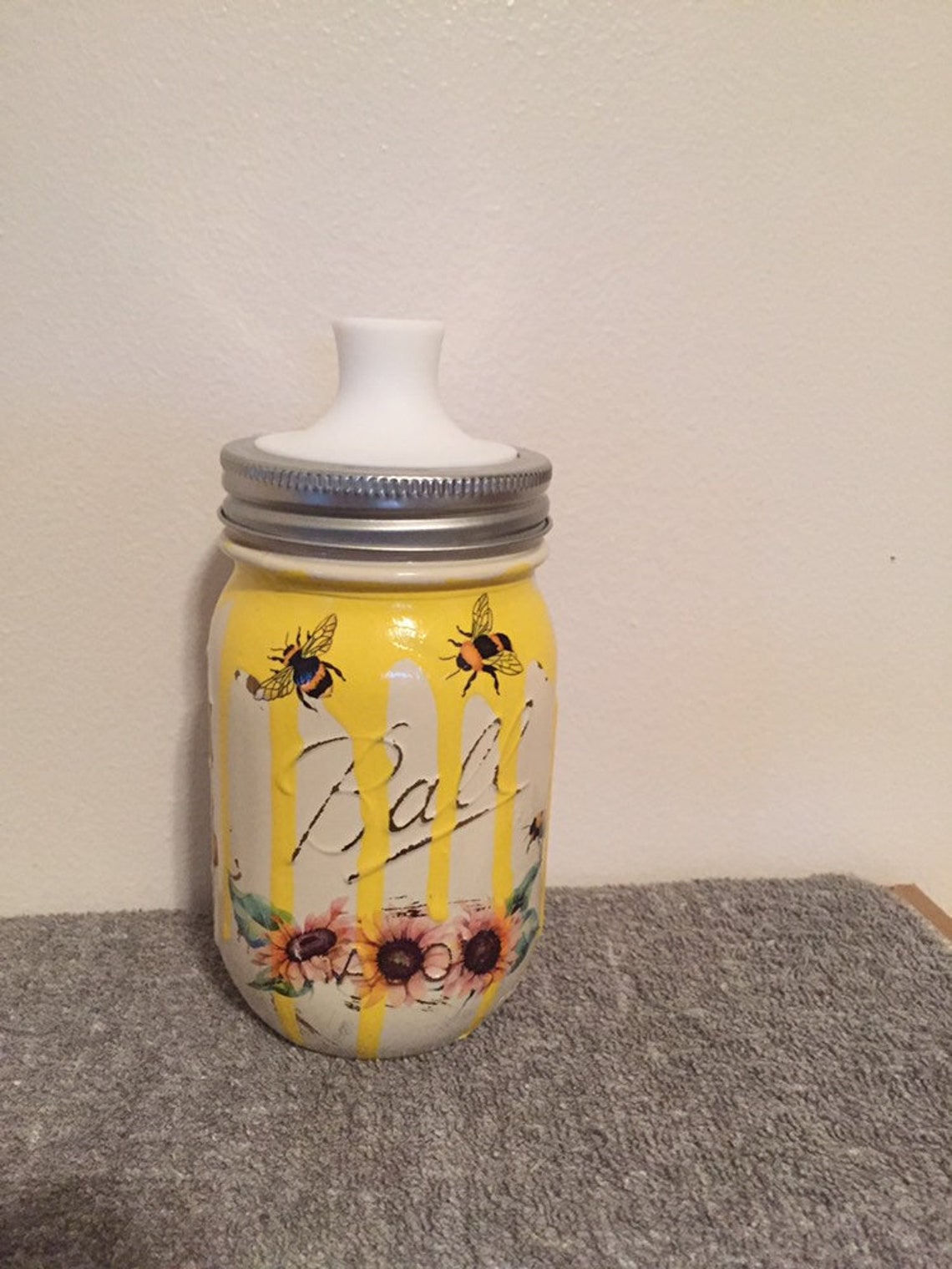 Honey Bee Mason Jar Pint Mason Jar Honey Bee Decor Etsy