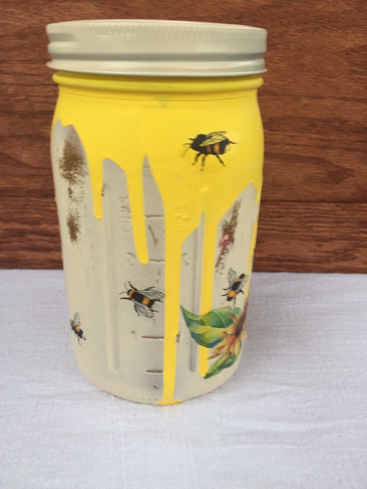 Honey Bee Mason Jar Mason Jar Honey Bee Decor Etsy