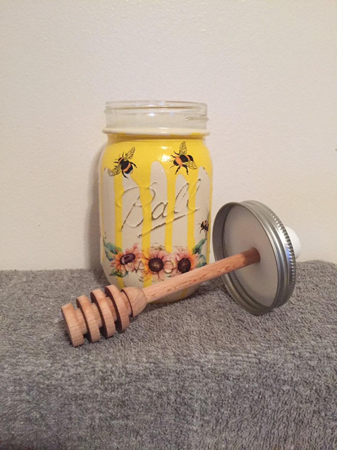 Honey Bee Mason Jar Pint Mason Jar Honey Bee Decor Etsy