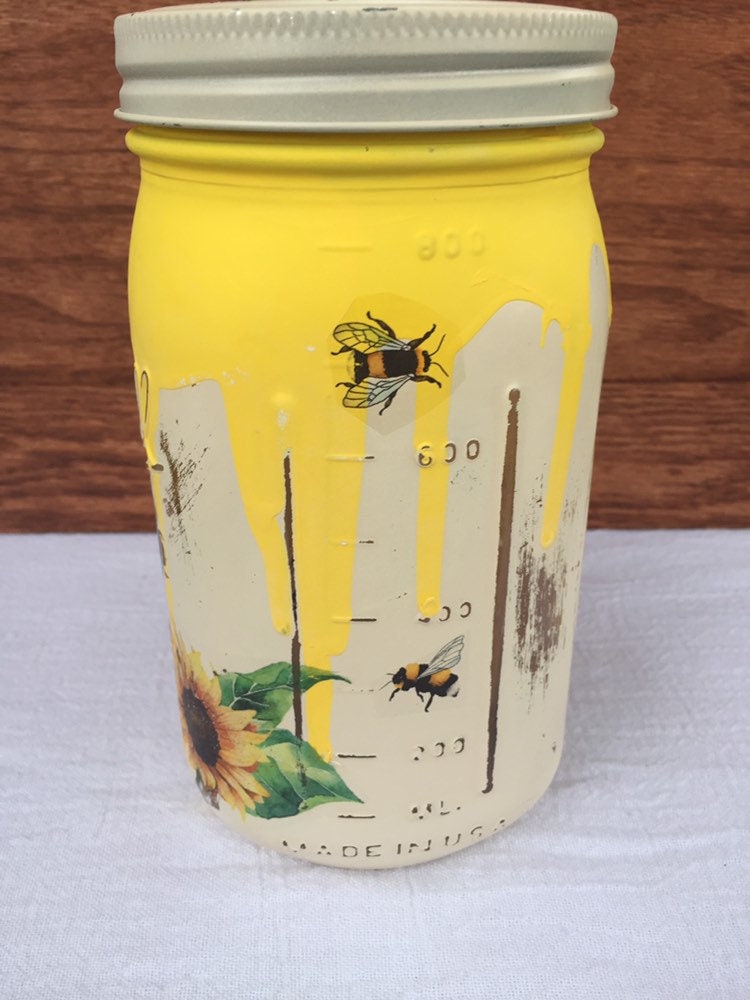 Honey Bee Mason Jar Mason Jar Honey Bee Decor Etsy