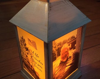 Personalized Lantern, Remembrance Lantern, Memorial Gift, Memorial Lantern, Photo Lantern, Custom Lantern, Pet Memorial, Solar Lantern