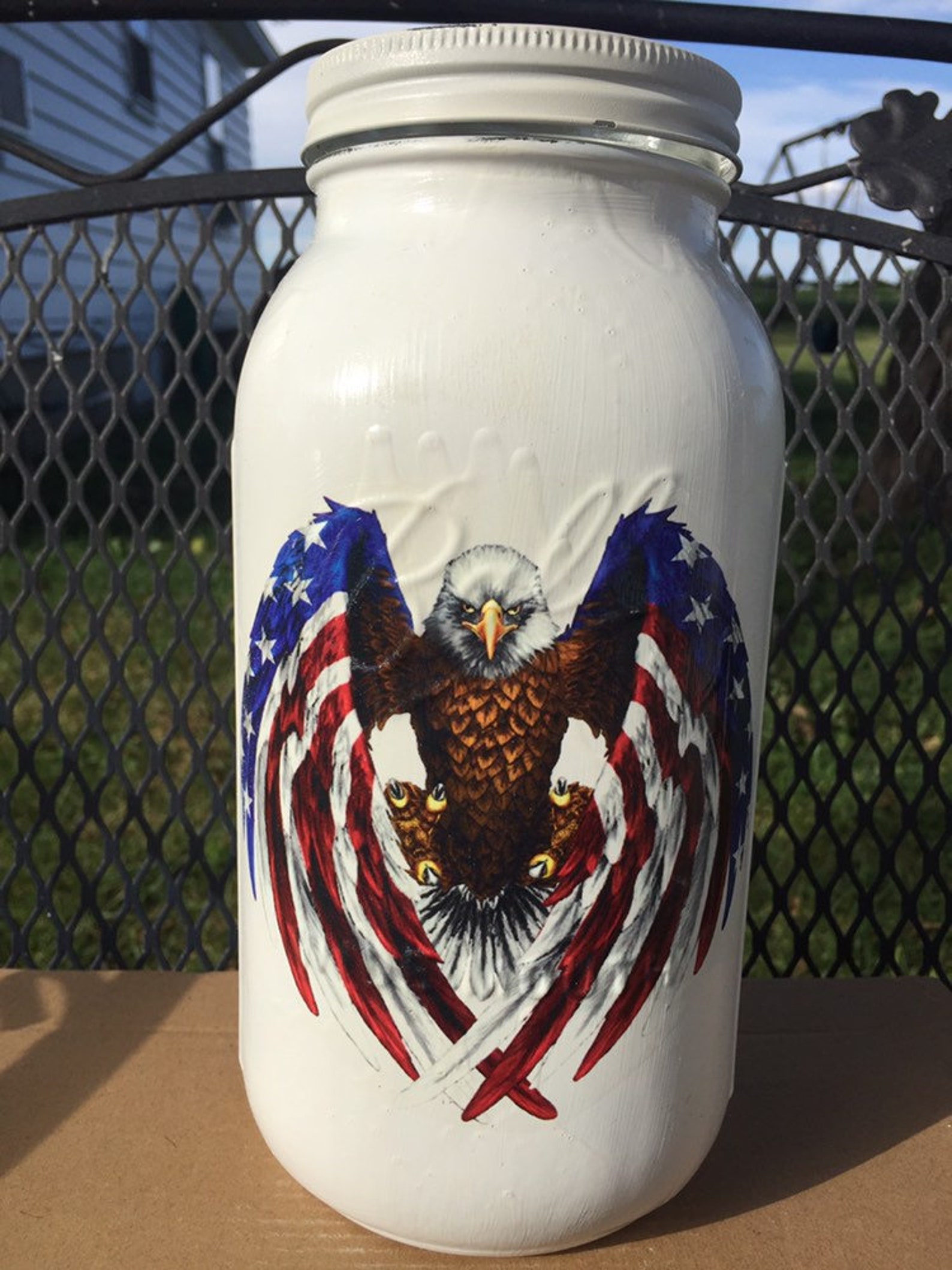 Eagle Mason Jar Mason Jar Eagle Etsy