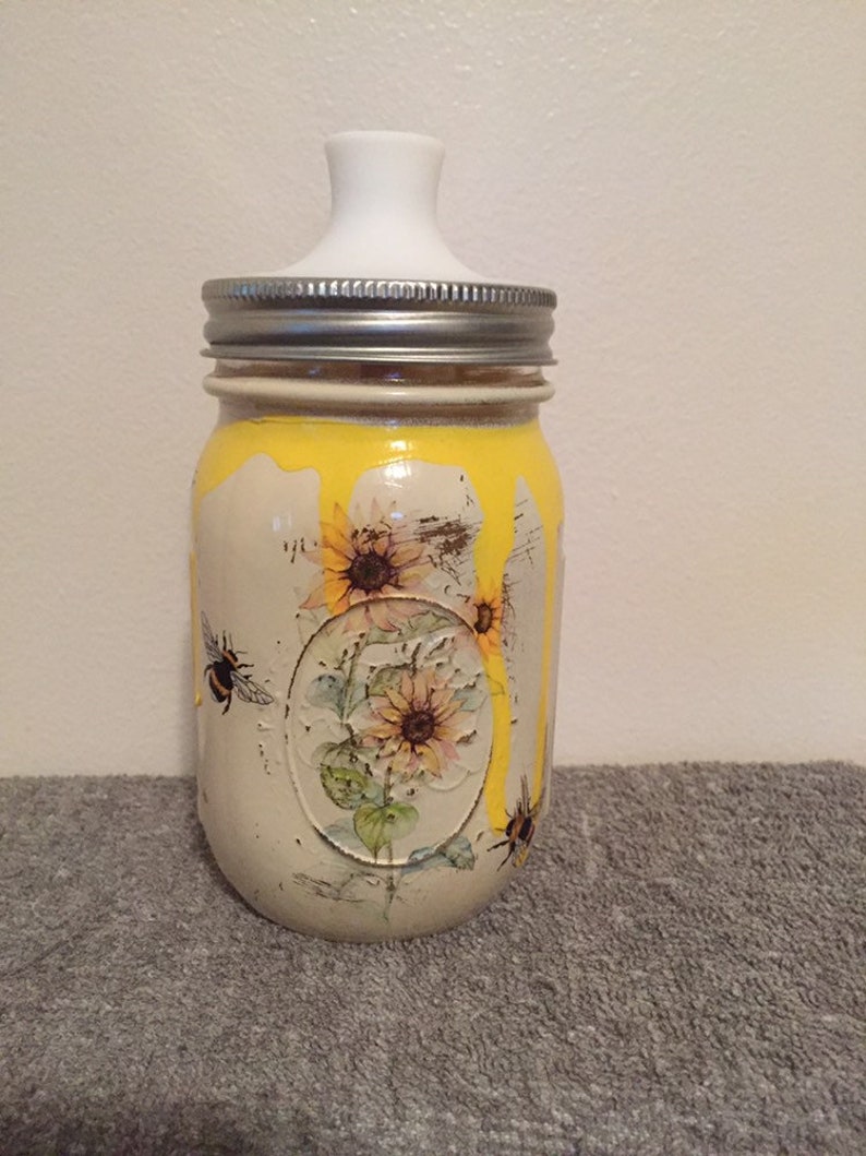 Honey Bee Mason Jar Pint Mason Jar Honey Bee Decor Etsy