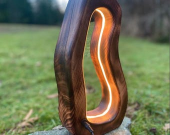 Black Essential - Hand-Carved Sculptural Wood lamp