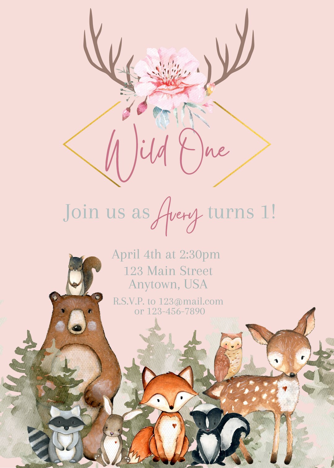 Wild One EDITABLE &amp; PRINTABLE Invitations Instant Download - Etsy