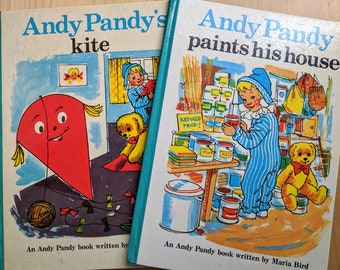 Set of 2 Andy Pandy books Andy Pandy Paints His House; Andy Pandy&#39;s Kite written by Maria Bird, illustrated by Matvyn Wright 1975