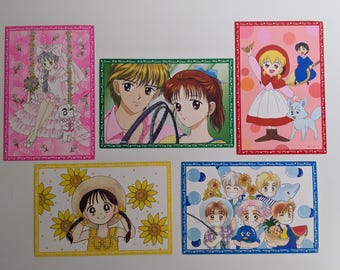 Conjunto de postales Ribon Furoku, manga Shoujo de los años 90, arte anime