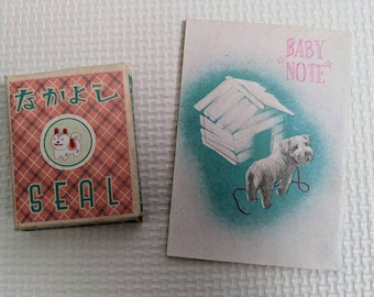 Vintage Japanese mini notebook and stickers