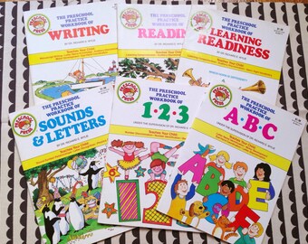 Set of 6 Activity books by Preschool Press 1988 ABC; Numbers; Learning Readiness; Reading; Writing; sounds & Letters