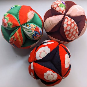 Shippo-mari, Handmade soft toy ball, Japanese toy ball, made with upcycled Kimono fabric