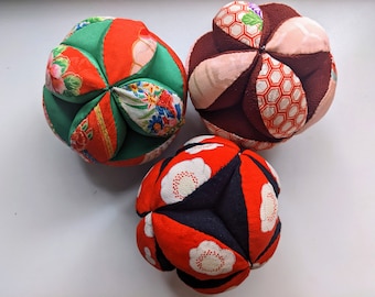 Shippo-mari, Handmade soft toy ball, Japanese toy ball, made with upcycled Kimono fabric