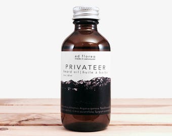 Beard Oil: PRIVATEER - bay rum beard oil made in Vancouver Canada, 2 oz beard oil softener, bay rum fragrance, bay rum scent ad floreo