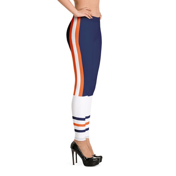 Chicago Fan Leggings/team Colors Navy Blue With Burnt Orange and