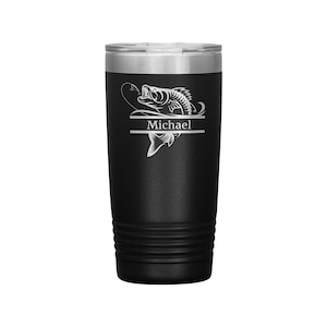 Personalized Bass Fish Tumbler: Laser Engraved Fisherman Gift