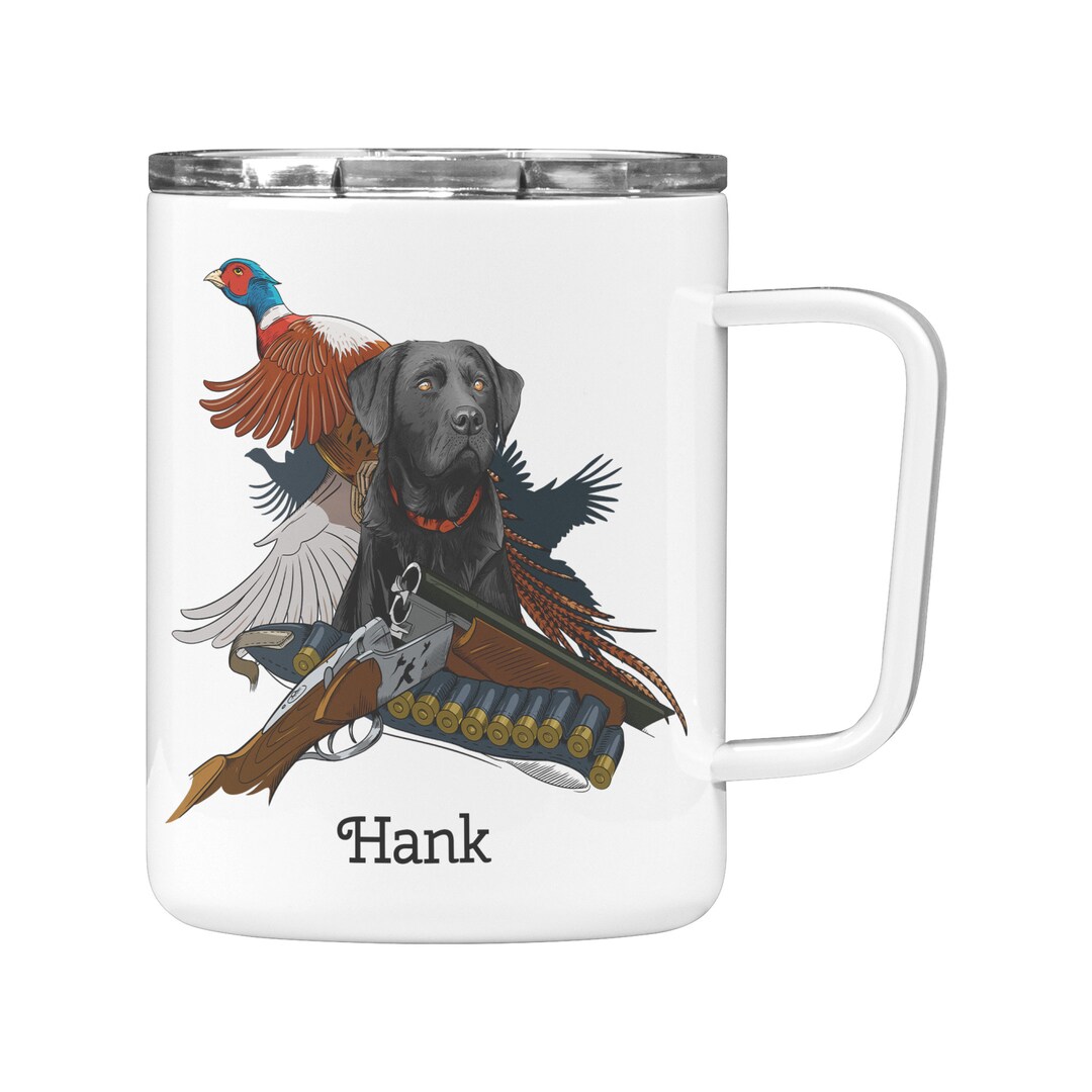 Personalized Black Lab Pheasant Hunting Dog/ 10oz Insulated Coffee Mug