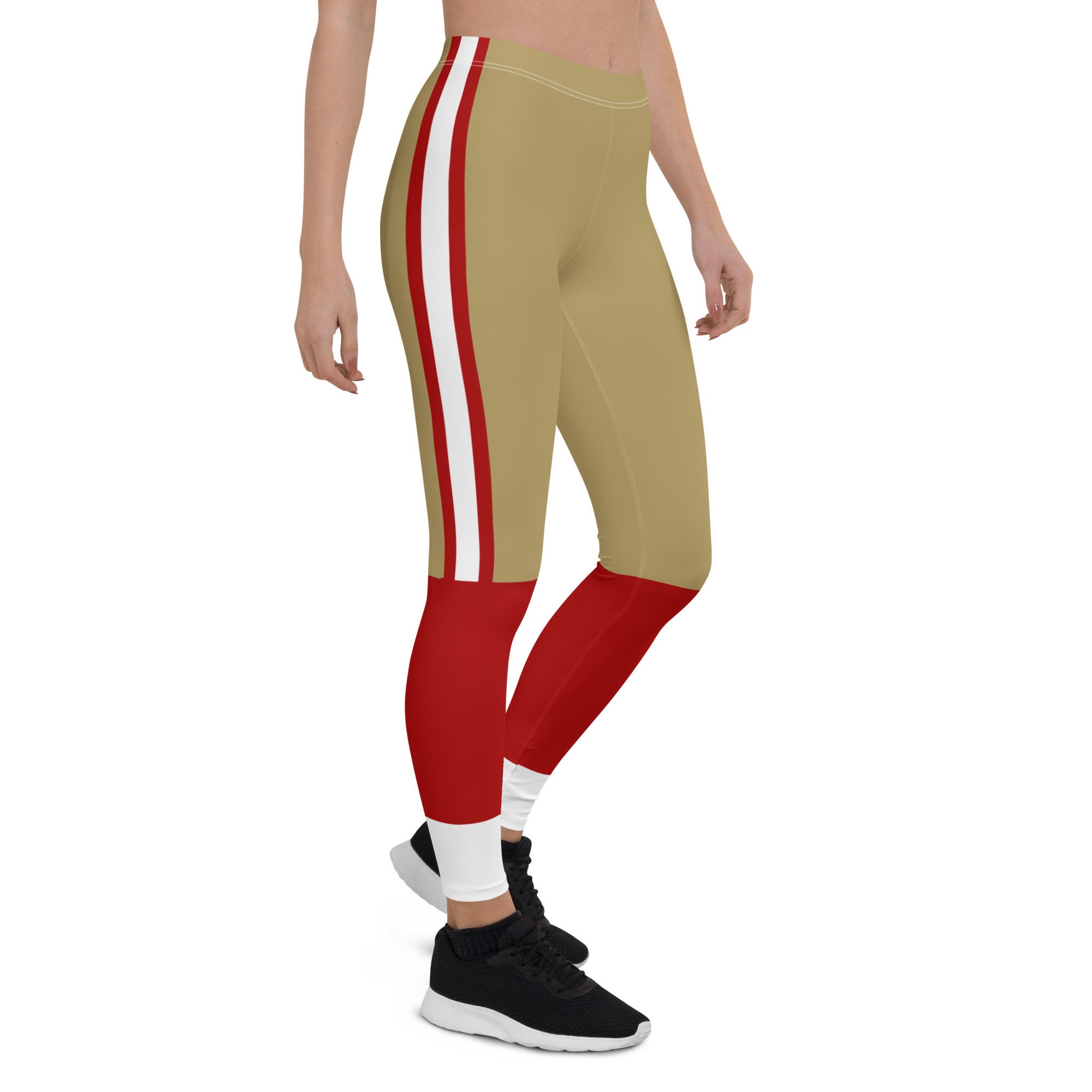 49ers Leggings/ San Francisco Fan/team Colors With Gold-red-white Striped/ ladies Football Style Sports Leggings 