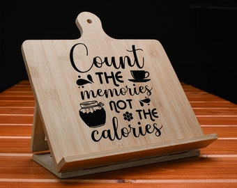 Chef Easel, Cookbook Stand Wood, Tablet Holder, Count The Memories, Mothers Gift, Grandma Gift, Recipe Ipad Holder, Cook Book Stand