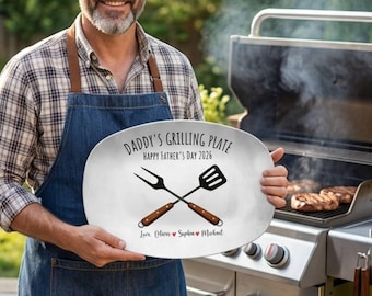 父の日用グリルマスタープレート、お父さんへのギフト、名入れBBQプレート、おじいちゃんへのギフト、夫へのグリル用大皿