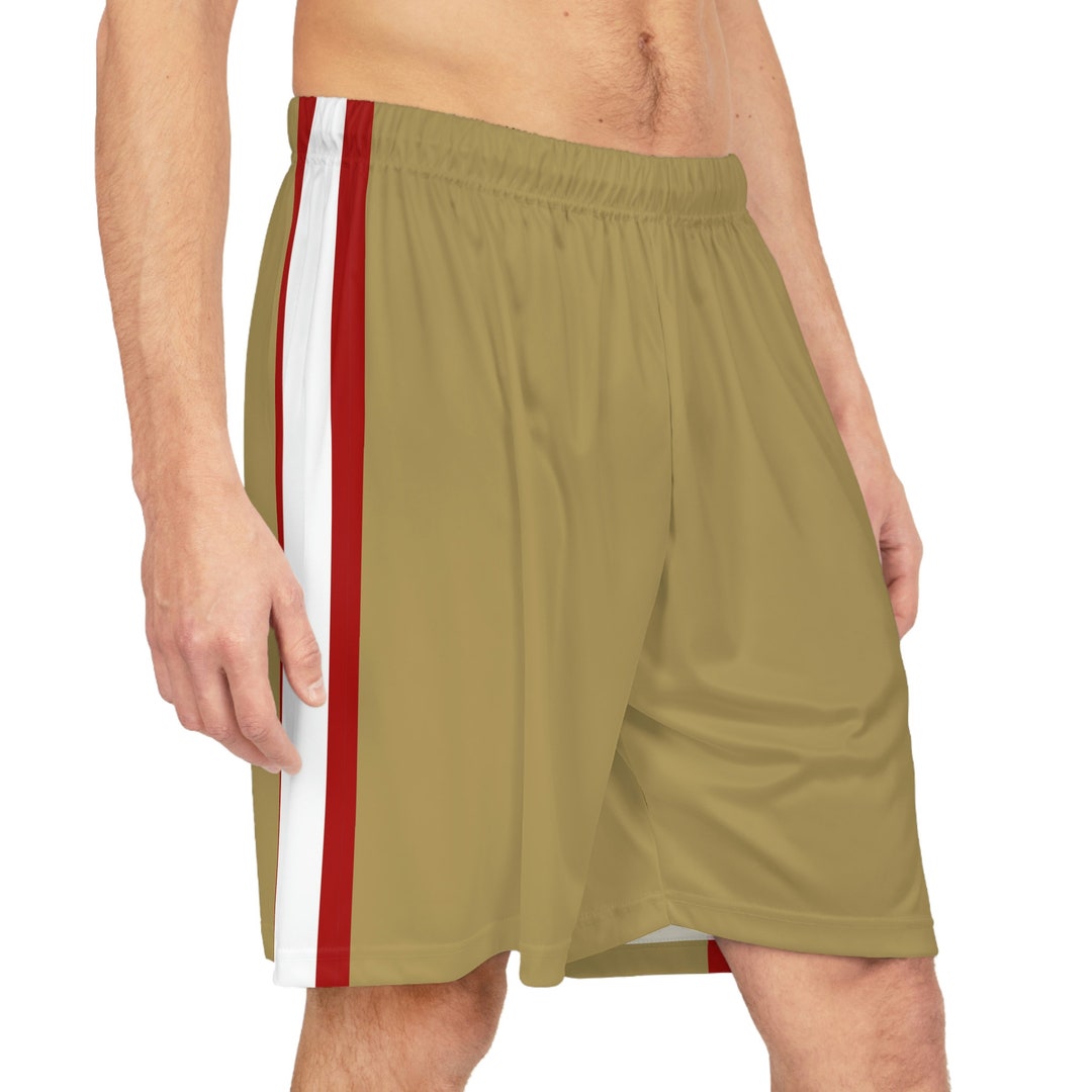 San Francisco Men's Athletic Shorts/team Colors Gold With Red and White