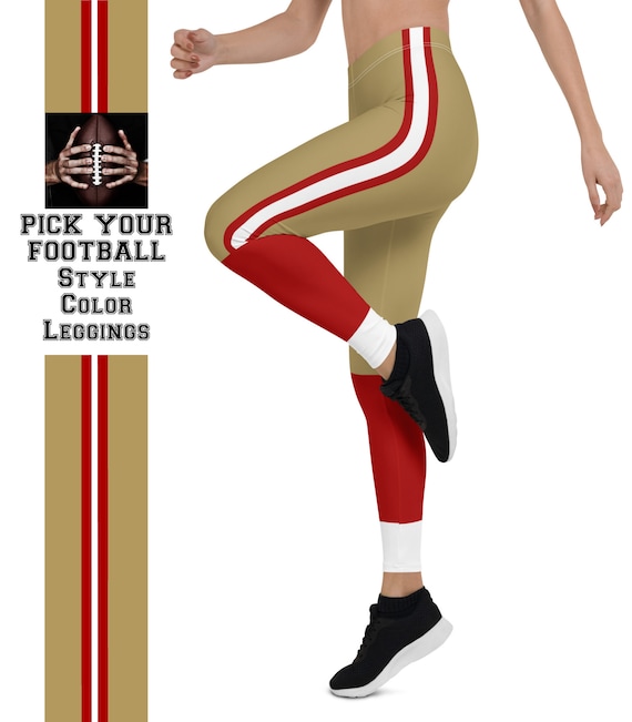 49ers Leggings/ San Francisco Fan/team Colors With Gold-red-white