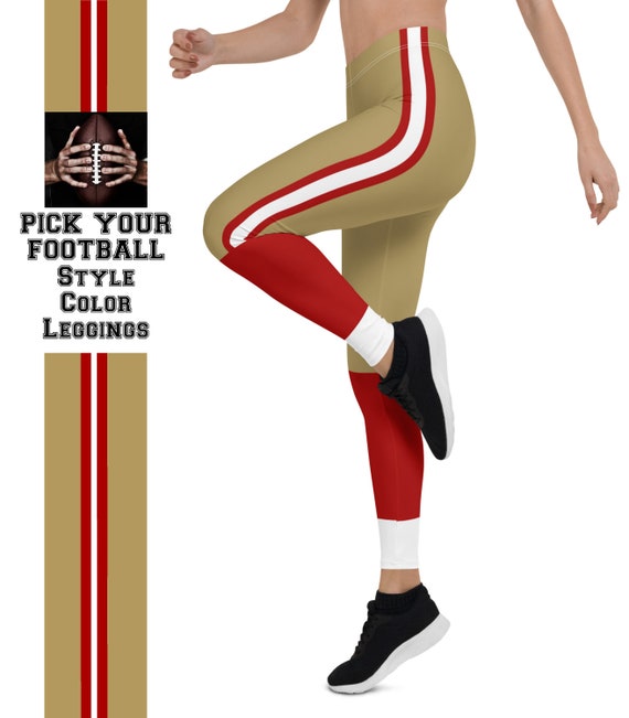 49ers Leggings/ San Francisco Fan/team Colors With Gold-red-white