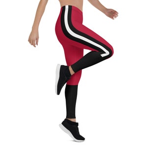 Georgia Fan/Team Colors With Red-Black-White Striped/Cute Ladies Football Style Sports Leggings