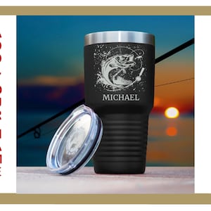 Personalized Fisherman Coffee Tumbler: Laser Engraved 30 oz Polar Camel