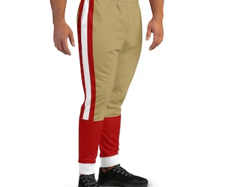 San Francisco Men's Joggers/Team Colors Gold With Red And White Stripes/Men's Football Style Sports Joggers/ Game Day Sweatpants