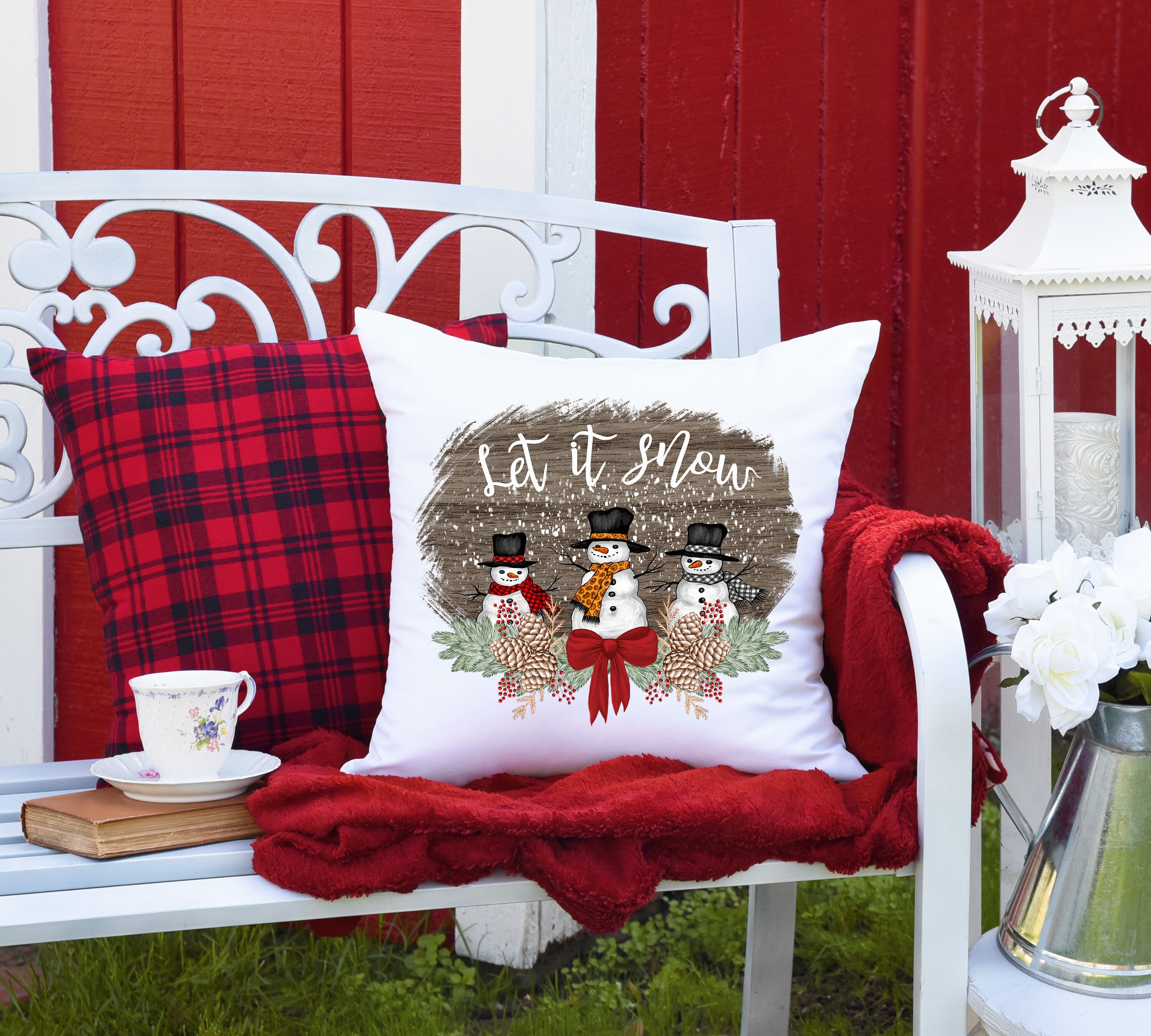 Let It Snow Snowmen/ Farmhouse Decor/ Farmhouse Christmas/ Etsy UK